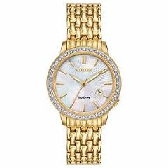 Citizen Eco-Drive Women's EW2282-52D Diamond Accents Gold-Tone 29mm Dress Watch