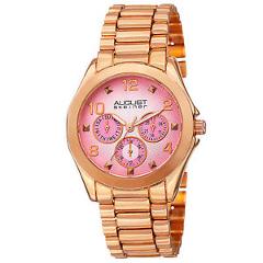 Women's August Steiner AS8150RG Day/Date GMT Pink Dial Rose-tone Bracelet Watch