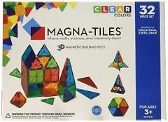 Magna Tiles 32pc Clear Color 3D Magnetic Building Tiles STEM Approved Valtech