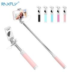 RAXFLY 3.5MM AUX Universal Selfie Stick For iPhone Samsung Huawei Xiaomi Phone Mini Foldable Tripod Mirror Wired Selfie Sticks