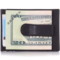 Alpine Swiss Mens Money Clip Thin Front Pocket Wallet Genuine Leather Card Case