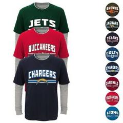 NFL Outerstuff "Bleachers" Long Sleeve Faux Layer T-Shirt Toddler Boys Youth SZ