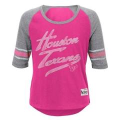 Houston Texans Outerstuff NFL Girls Pink "Hi-Lo" Raglan T-Shirt