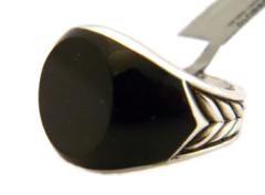 David Yurman Mens Silver Chevron Round Signet Ring Black Onyx Size 10 NWT