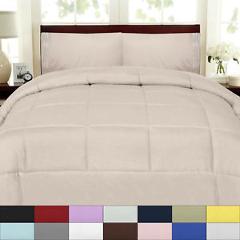 Solid Color Box Stitch 100% Polyester Down Alternative Comforter - 17 Colors