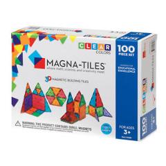 Magna Tiles 100pc Clear Color 3D Magnetic Building Tiles Set for Kids