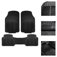 Car Floor Mats for All Weather Rubber 3pc Set Tactical Fit Heavy Duty Black