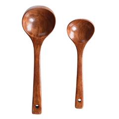 BalleenShiny Large Wooden Soup Spoon Long Handle Natural Soup Spoons Healthy Eco-Friendly Wood Tableware Kitchen Accessories