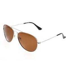 Bertha Brooke Sunglasses w/Polarized Lenses-Silver/Brown