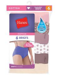 Hanes Women's Panties 6-Pack No Ride Up Cotton Brief Cut Underwear Cool Comfort