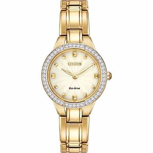 Citizen Eco-Drive Women's EX1362-54P Silhouette Crystal Accents Gold Tone Watch