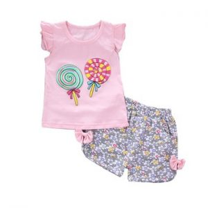 BibiCola  toddler baby girls summer clothing sets candy pattern girls summer clothes set kids fashion sport suit set