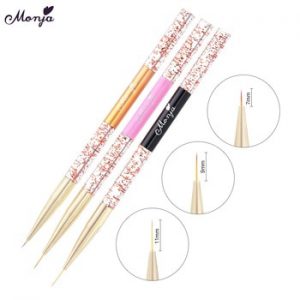 Monja 4 Style Nail Art Acrylic Liner Brush French Lines Stripes Grid Painting Drawing Pen 3D DIY Tips Manicure Tools