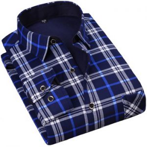 NIGRITY 2018 Autumn Winter Men's Long Sleeve Plaid warm Thick Fleece lining Shirt fashion soft Casual flannel plus size L-4XL