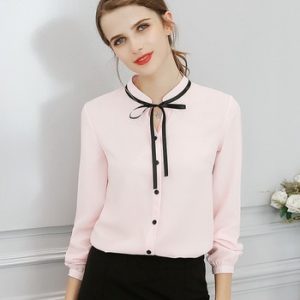 New Spring Autumn Tops Office Ladies Blouse Fashion Long Sleeve Bow Slim White Shirt Female Cute Bodycon Work Blouses Blusas