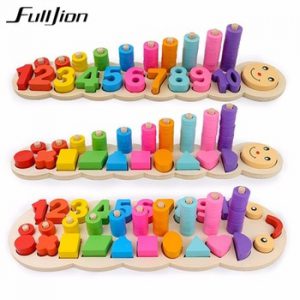 Fulljion Montessori Math Toys Children Wooden Montessori Puzzle Game Sensory Materials Jigsaw Learning Education Teaser Numbers