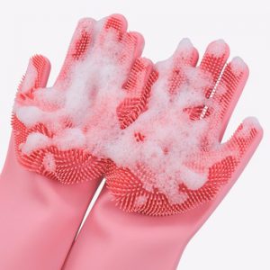 Kitchen Silicone Cleaning Gloves Magic Silicone Dish Washing Gloves Easy Household Silicone Scrubber Rubber Cleaning Gloves