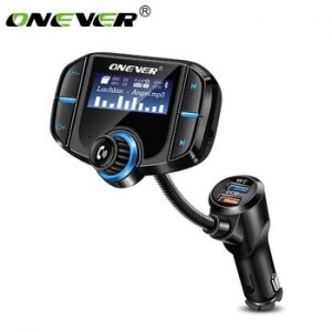 Onever FM Transmitter Bluetooth FM Modulator 2 Port Quick Charge 3.0 Charger Handsfree Car Kit 1.65'' MP3 Player Support Siri