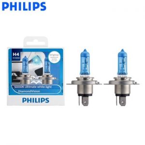 Philips H1 H4 H7 H8 HB3 HB4 9003 9005 9006 12V Diamond Vision 5000K Car Halogen Headlight Fog Lamp Super Xenon White Light