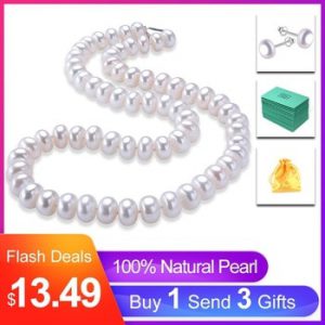 LINDO Amazing price AAAA high quality natural freshwater pearl necklace for women 3 colors 8-9mm pearl jewelry 45cm