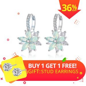 LUOTEEMI Fashion Cubic Zirconia Fancy Crystal Flower Stud Earrings for Women Girls Jewellery Valentine Day Gift Bohemia Bijoux