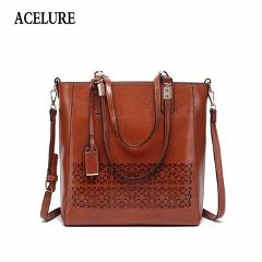 ACELURE Brand Women's Shoulder Bag Female PU Leather Handbag Women Bags Designer High Quality Hollow Out Large Capacity Tote Bag