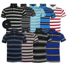 Tommy Hilfiger Men's Short Sleeve Striped Custom Fit Polo Shirt
