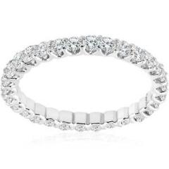 1 1/2 cttw Diamond Eternity U Prong Ring Womens Stackable 14k White Gold Band