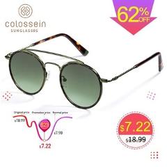 COLOSSEIN Sunglasses Women Men Retro Fashion Round Glasses UV400  Metal Acetate Frame Eyewear lentes gafas de sol mujer