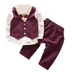 BibiCola baby boys clothes set 3pcs outfits autumn toddle children's wedding clothing vest gentleman formal moustache clothes