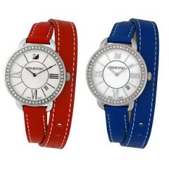 Swarovski Aila Day Double Tour Women's White Dial Leather Wrap Watch