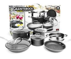 Granite Rock 10 Piece Nonstick Ultra Durable Complete Cookware Set -NEW