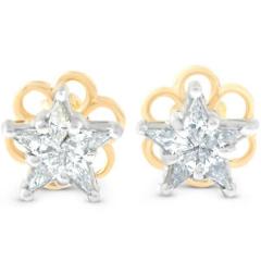 VS/F 1/2 Ct TDW Star Fancy Cut Diamond Earrings 18k Yellow Gold Screw Back Studs