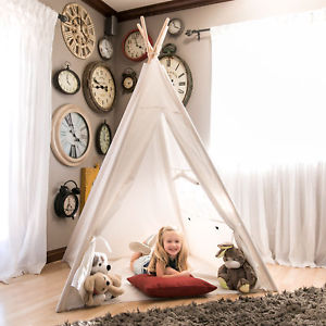 BCP 6ft Kids Pretend Cotton Teepee Play Tent w/ Mesh Window