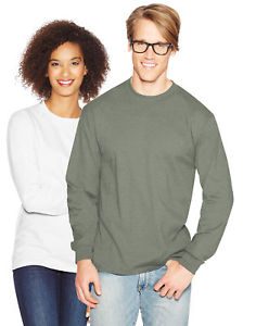 Hanes Long Sleeve T Shirt 100% Cotton Adult Beefy Tee Thicky Heavy S-3XL 5186