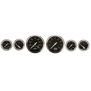 Speedway Black 6 Gauge Set Kit w/ Speedo