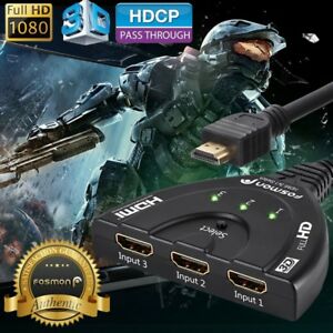 Fosmon 3x1 3 Port 1080P HD TV 3D Compact Auto HDMI Switch Hub Splitter Adapter