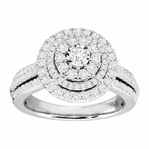 1 ct Diamond Concentric Halo Engagement Ring in 10K White Gold