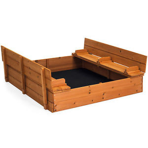 BCP 47x47in Kids Cedar Sandbox w/ Sand Screen