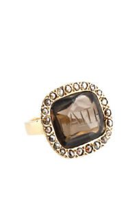 Aurora Lopez Mejia 18kt Gold Smoky Topaz Diamond Faith Cocktail Ring Size 5.75