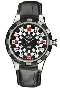 GV2 by Gevril Men's 9500 Scacchi Automatic Limited Edition Black Leather Watch