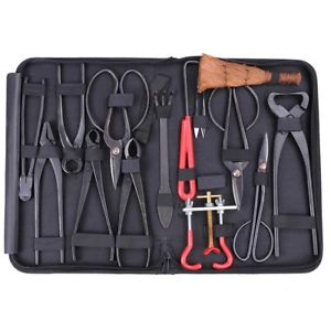 Bonsai Tool Set Carbon Steel Extensive 14-pc Kit Cutter Scissors W/ Nylon Case