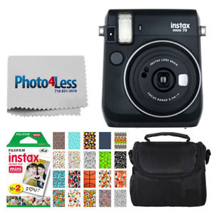 Fujifilm instax mini 70 Instant Film Camera (Black) + Film + Case + Sports Frame