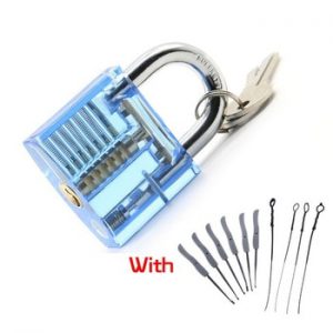 NAIERDI Locksmith Hand Tools Lock Pick Set Transparent Visible Cutaway Practice Padlock With Broken Key Removing Hooks Hardware
