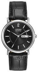 Citizen Eco-Drive Men's Black Dial Black Leather Strap 36mm Watch BM8240-03E