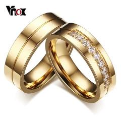Vnox 1 Pair Wedding Rings for Women Men Couple Promise Band Stainless Steel Anniversary Engagement Jewelry Alliance Bijoux