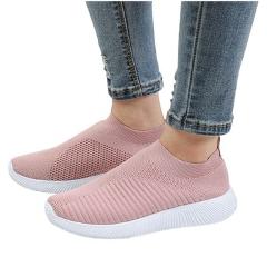MCCKLE Women Plus Size Spring Sneakers Knitting Sock Female Vulcanized Shoes Casual Slip On Flat Shoe Mesh Soft Walking Footwear