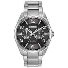 Citizen Eco-Drive Men's Grey Dial Silver-Tone Bracelet 43mm Watch AO9020-84E