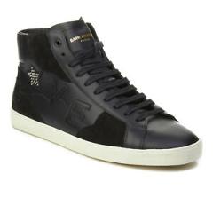 Saint Laurent Men's Leather Love High-Top Sneaker Shoes Black