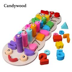 Children Wooden Montessori Materials Learning To Count Numbers Matching Digital Shape Match Early Education Teaching Math Toys